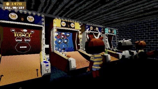 The arcade floor with animal regulars at the machines