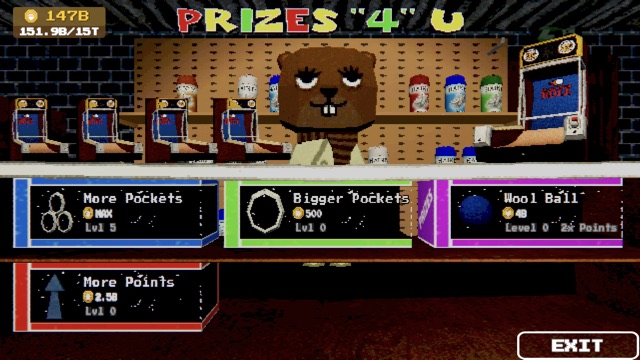The prize counter and upgrade shop